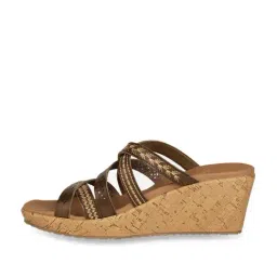 Skechers Women's BEVERLEE - TIGER POSSE Brown Cross Strap Wedges image 3