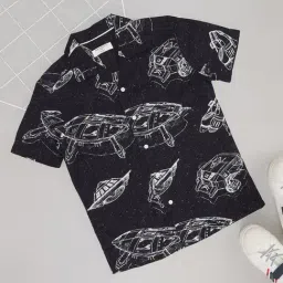 Pantaloons Junior Boys Black Rayon Printed Shirt-picture-33