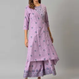 W Purple Floral Print Jumpsuit image 1