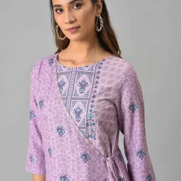 W Purple Floral Print Jumpsuit image 5