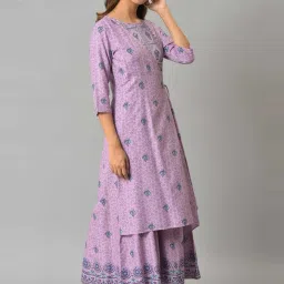 W Purple Floral Print Jumpsuit image 4