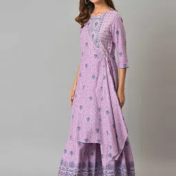 W Purple Floral Print Jumpsuit image 3