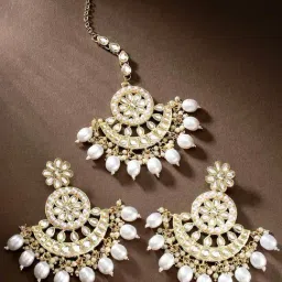 Peora Golden White Kundan Set for Women-image-97