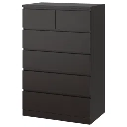 ikea malm Chest of 6 drawers, black-brown, 80x123 cm image 1