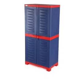 SUPREME Storage Cabinet Paneled Hinged 2 Doors 3 Shelves, Red & Blue-picture-13