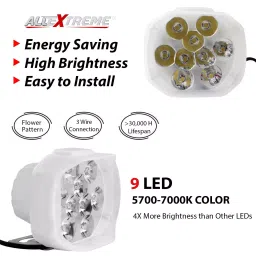 AllExtreme EX9RGBW2 9 LED Fog Light Waterproof White Spot Beam Driving Lamp with Red Green Blue Beads for Motorcycle Bike Car SUV (20W, White & RGB Light, 2 PCS) image 3