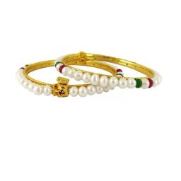 Sri Jagdamba Pearls Golden Alloy Round Bangles-picture-48