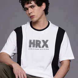 HRX by Hrithik Roshan Colourblocked & Brand Logo Print Lifestyle T-shirt-picture-23