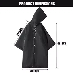 Allextreme Poncho Raincoat Free Size ‎Ethylene Vinyl Acetate (EVA) Translucent Grey With Hood and Sleeves for Women, Men, EXRS08C-MP-01 image 3