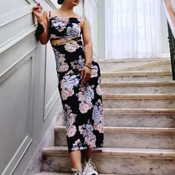 VANGULL Women Floral Printed Shoulder Straps Maxi Dress-image-57