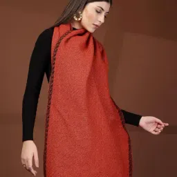 Mafadeny Rust Regular Fit Self Design Stole image 3