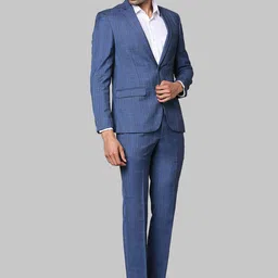 Park Avenue Men Blue Checked Single-Breasted Super Slim-Fit Two-Piece Formal Suit image 5