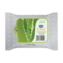 GINNI CLEA Wet Wipes, Cleansing & Makeup Remover Wipes, Wet Tissues for Face Moisturizing With Aloe Vera Goodness (pack of 8) (30 wipes per pack) (ALOEVERA) image 2