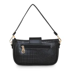 ESBEDA Black Color Croco Texture Crossbody Medium Sling Bag For Women image 3