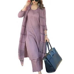 anni designer Women's Rayon Blend Solid Straight Kurta with Pant & Dupatta image 1