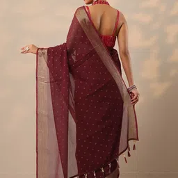 Libas Women Pure Chiffon Woven Design Zari Saree image 3