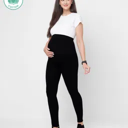 ECOMAMA super soft Bamboo Fibre Antimicrobial Seamless maternity legging - Black-picture-16