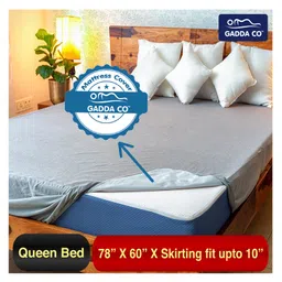 GADDA CO Waterproof Terry Queen Size Bed Protector - Grey-image-0