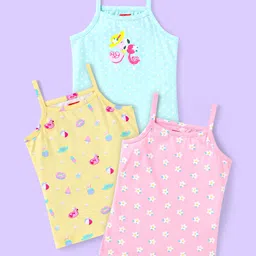 babyhug Babyhug100% Cotton Knit Singlet Sleeves Slips Polka Dot & Duck Print Pack of 3 - Pink Blue & Yellow-picture-26
