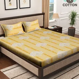 Klotthe Multicolor Floral 400 TC Pure Cotton Fitted Double Bedsheet with 2 Pillow Covers-picture-20