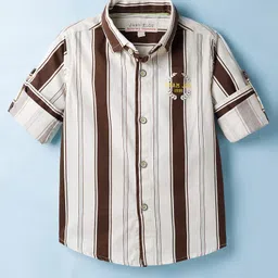 JASH KIDS Twill Woven Full Sleeves Shirts With Stripes - Brown-picture-17