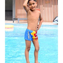 Disney by Yellow Bee Mickey & Friends Featuring Character Printed Swim Shorts - Red & Blue image 3