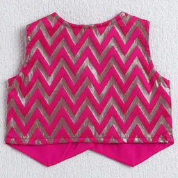 The Magic Wand Woven Sleeveless Chevron Printed Top & Coordinating Palazzo Set - Fuchsia image 3
