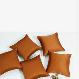 RD TREND Copper-Toned Pack Of 5 Satin Square Cushion Covers image 5