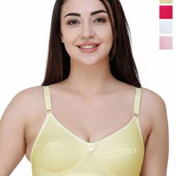 College Girl Pack of 4 Solid Non Padded Full Coverage All Day Comfort Cotton Bra-picture-25