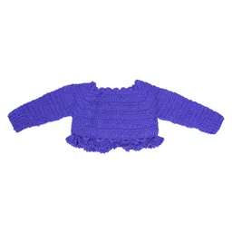 Windrop Solutions Full sleeves Floral Embroidered Crocheted Sweater With Shrug - Pink image 3