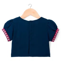 Babyhug Georgette Woven Half Puffed Sleeves Choli Lehenga Set with Dupatta & Embroidery - Navy Blue image 3