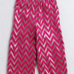 The Magic Wand Woven Sleeveless Chevron Printed Top & Coordinating Palazzo Set - Fuchsia image 4