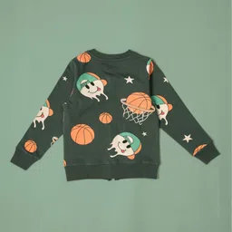 Be Awara Cotton Knit Full Sleeves Basketball Printed Bomber Jacket - Green image 5