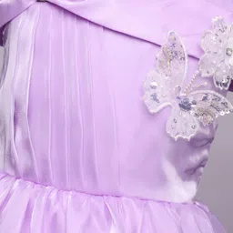Bluebell Tissue Woven Sleeveless Party Frock With Floral & Butterfly Applique - Purple image 4
