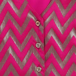 The Magic Wand Woven Sleeveless Chevron Printed Top & Coordinating Palazzo Set - Fuchsia image 5