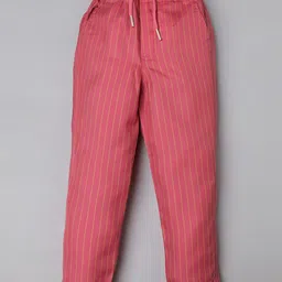 Rikidoos Full Sleeves Striped 3 Piece Party Suit Set With Bow & Cap - Rani Pink & White image 5