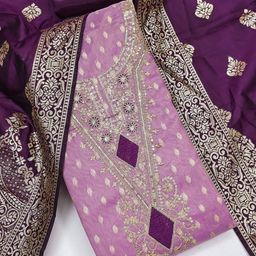 Panzora Geometric Embroidered Sequinned Unstitched Dress Material-picture-7