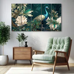 The Castle Decor Green & White 5 Pieces Wooden Birds Wall Art-picture-11