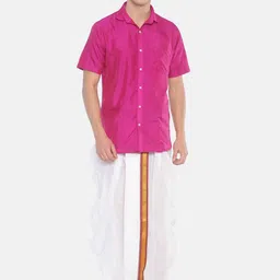 Sethukrishna Men White Solid Readymade Pocket Dhoti image 4