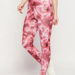 Clovia Maroon Tie - Dye Active Tights image 3