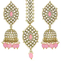 Peora Golden Pink Kundan Set for Women image 2
