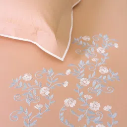 DDECOR Live beautiful Embroidery Rosewater Peach 180 TC Cotton King  Bedsheet with 2 Pillow Covers image 3