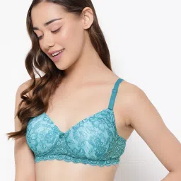 Clovia Sky Blue Lace Full Coverage Non-Wired T-Shirt Bra image 3