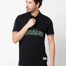 Giordano Black Slim Fit Printed Polo T-Shirt-image-9