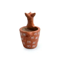 ExclusiveLane 'Kangaroo & Kid' Earthen Brown & White Planter Pot - Set of 1 image 5