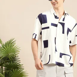 Mast & Harbour Geometric Printed Cutaway Collar Casual Shirt-picture-20