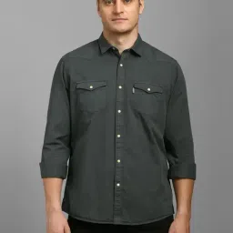 Louis Philippe Grey Cotton Slim Fit Shirt-picture-24