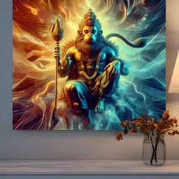 SAF Brown & Blue 1 Piece Wood Religious Wall Paintings-image-94