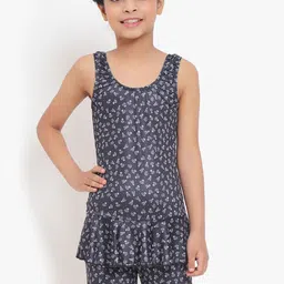 Lebami Girls Printed Round Neck Swimming Dress-image-58