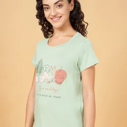 Dreamz by Pantaloons Green Cotton Printed T-Shirt image 3
